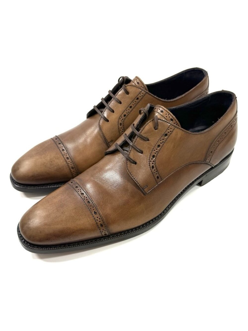 Ermenegildo Zegna Mens Dress Shoes Leather Oxford Cap Toe Sz 9 Handmade In Italy